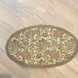 Vintage Floral Oval Tapestry table accent peice  in variety of colors mixed.
